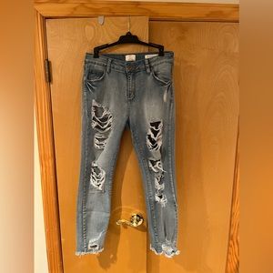Medium Wash “Mid Grazer Skinny” Jeans